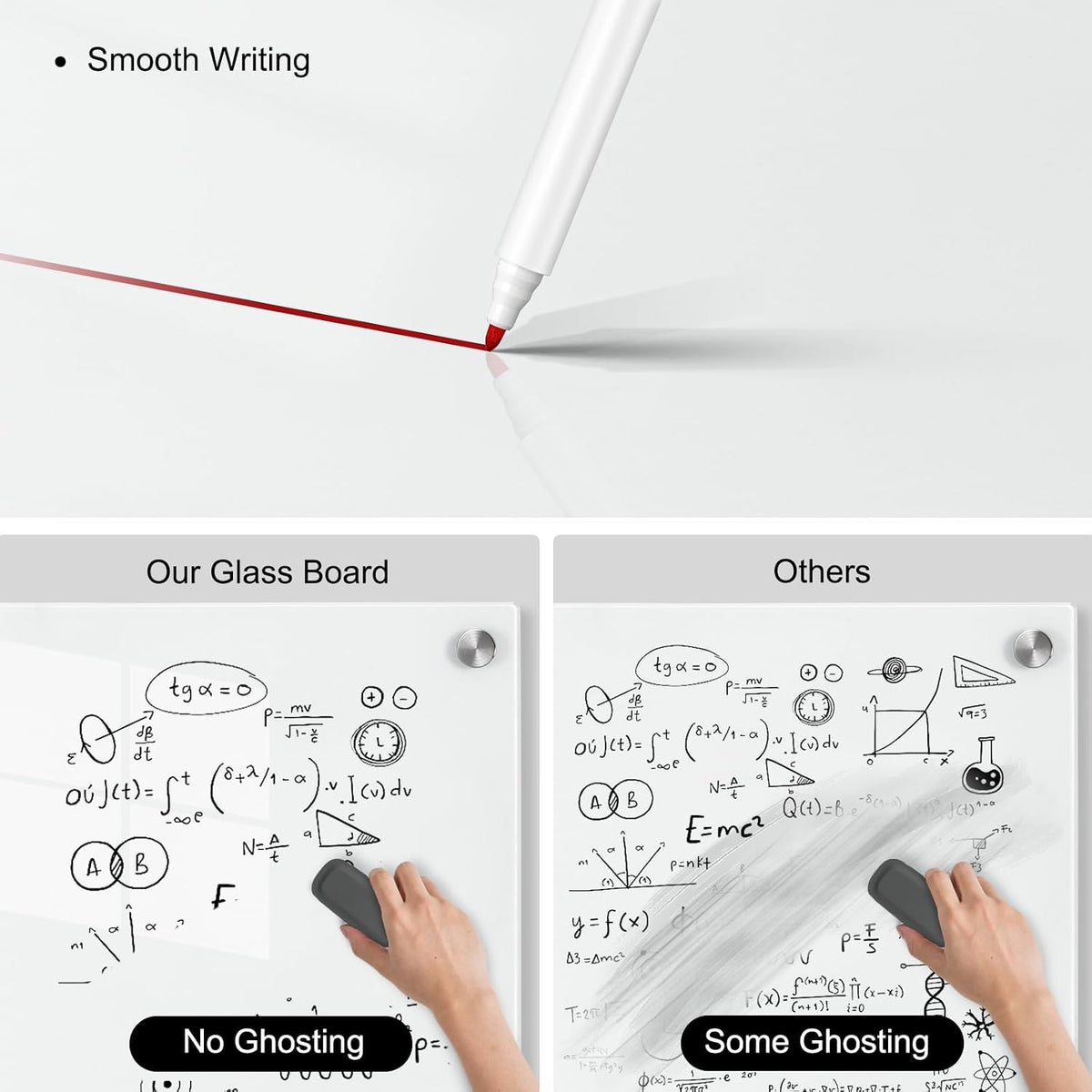 Wingwise Large Glass Dry Erase Board, 96 x 48 in Brilliance White Board