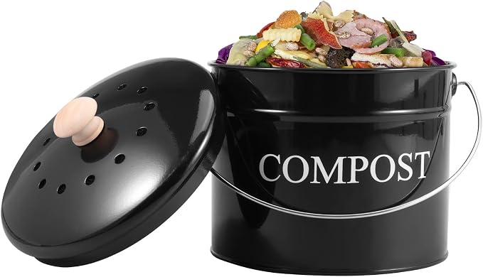 Kitchen Compost Bin 0.8 Gallon Metal Countertop Compost Bin