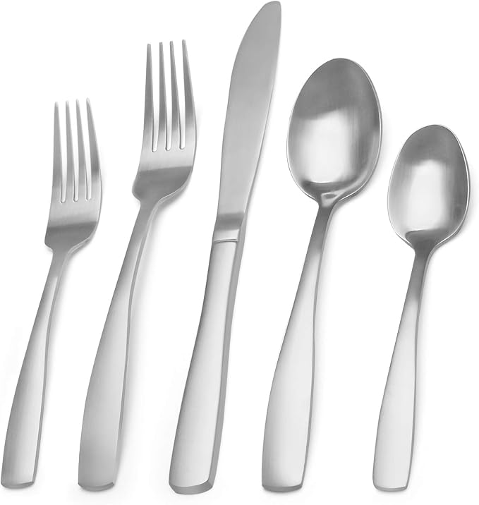 Matte Silverware Set, Bysta 20-Piece Stainless Steel Flatware Set, Kitchen
