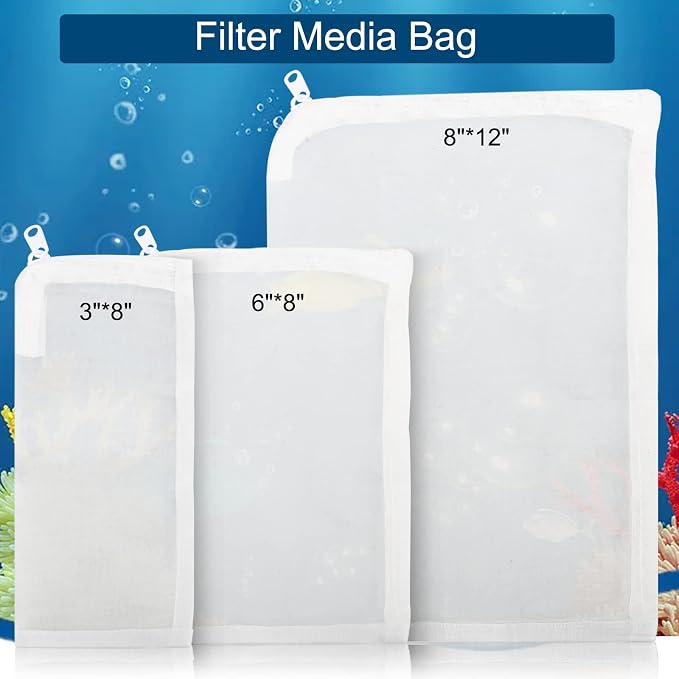 Segarty Media Bags for Aquarium Filter, 10 Pack 0.15mm Extra Fine Mesh 7.7 x 3
