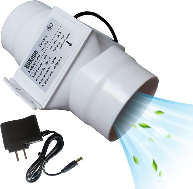 3 Inch Duct Fan Variable Inline Exhaust Blower 12V Extractor Fan 47Cfm Powerful
