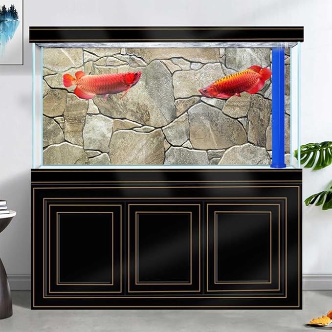 48X24IN Marble Aquarium Background, Art Marble Aquarium Background, Natural Marble Glass Terrarium Background with 8 EVA Double-Sided Tape