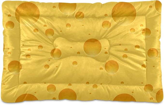 Pet Bed Cheese Pattern Dog Bed Mat Absorbing Non Slip Pad Pet Sleeping Mat for Small, Medium, and Large Dogs Puppy Cat 36 in x 24 in