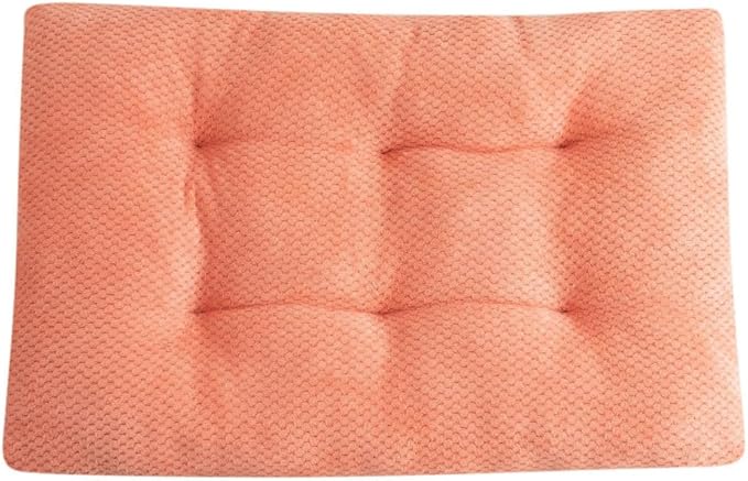 Washable Dog Bed for Large Breeds, Extra Cushioned Crate Mattress with Removable Fluffy Cover, Non-Slip Orthopedic Pet Pad, Machine Washable Kennel Mat(Pink,S)