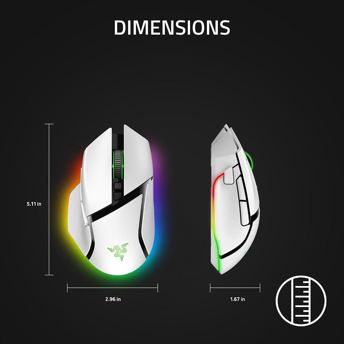 Razer Basilisk V3 Pro Customizable Wireless Gaming Mouse, 2.4Ghz, White