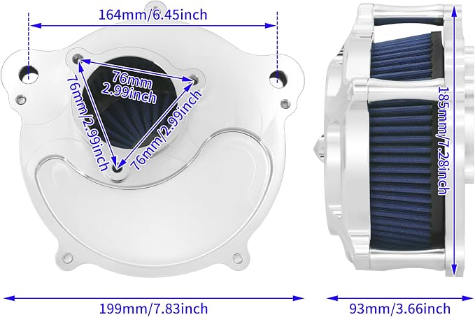 HDBUBALUS Motorcycle Air Filter Air Cleaner Intake System Cleaner Fit