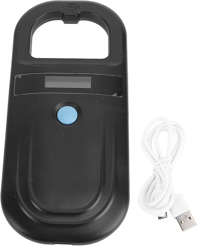 Jeffergarden Animal ID Reader, Portable Rechargeable 134.2KHz Pet Microchip Scanner with USB C and BT Transmission, for Livestock Management Pet Identification Wildlife Monitoring (Black)