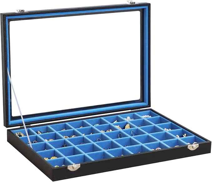 Stratalife Jewelry Organizer 40 Grid Blue Black Jewelry Tray