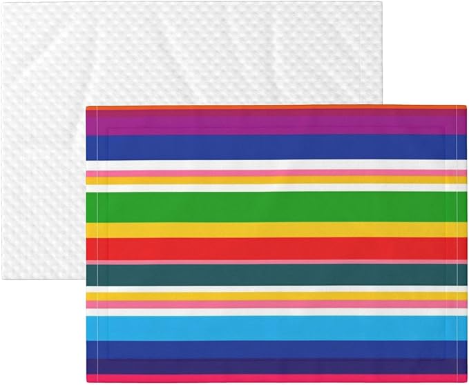 Two Sided Plush Pet Blanket for Crates Carriers Home Use, Novel Colorful Mexican Blanket Stripes, Reversible Throw with Cozy Dot Fabric and Silky Reverse for Small Large Pets