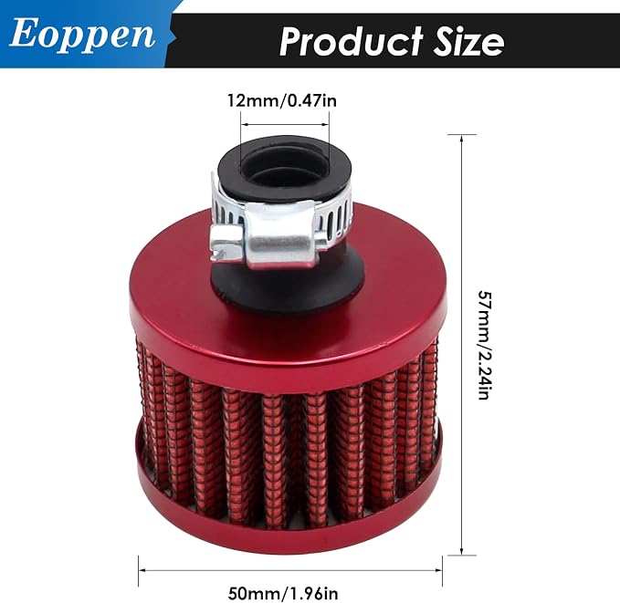 2Pcs 12mm Air Filter Mini Universal Vent Crankcase Cold Air Intake Breathe