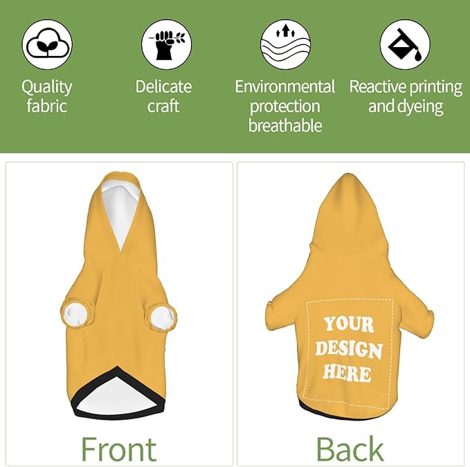 Dog Costume, Custom Dog Hoodie, Dog Name Costume Holiday Pet Pajamas Outfit, Personalized Pet Coat Costumes for Small Medium Large Dogs and Cats for Winter, Gold, XS