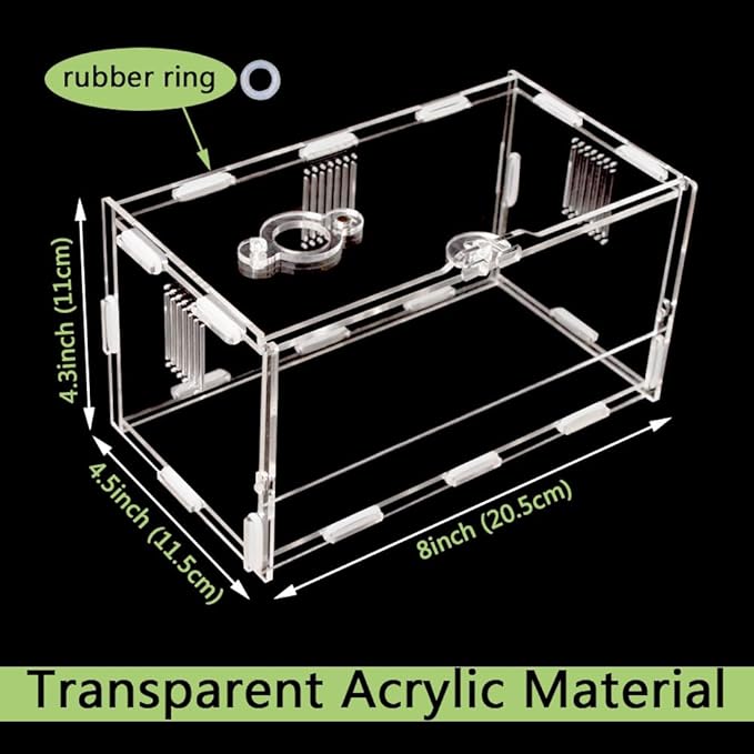 Acrylic Jumping Spider Enclosure Reptile Terrarium with Front Opening Door Reptile Tank for Tarantula Small Reptile (8x4.5x4.3inch)