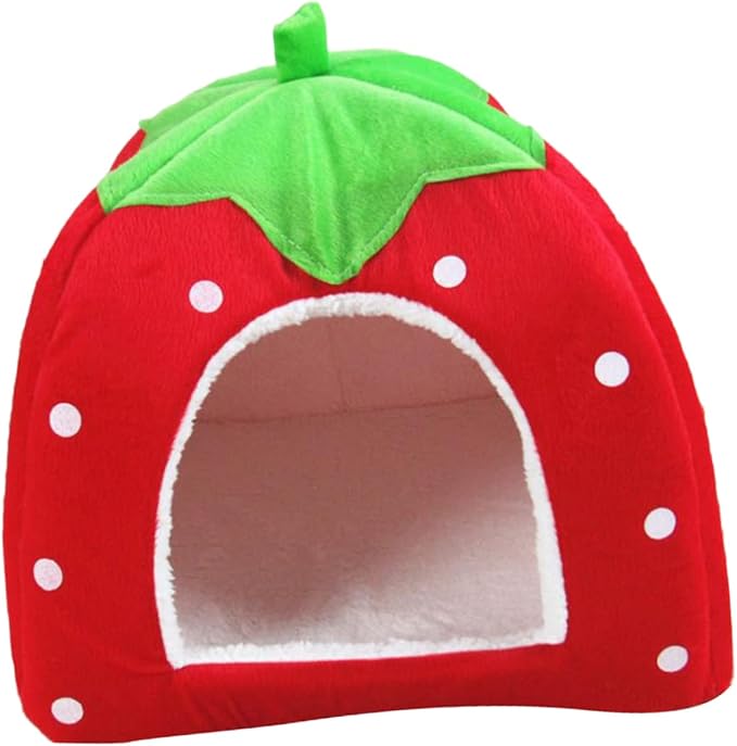 Pet Furniture Pet House Dog Bed Doggie Bed Dog Cot Strawberry Foldable Cat Cave Puppy Sleeping Warm Strawberry Nest Warm Pad