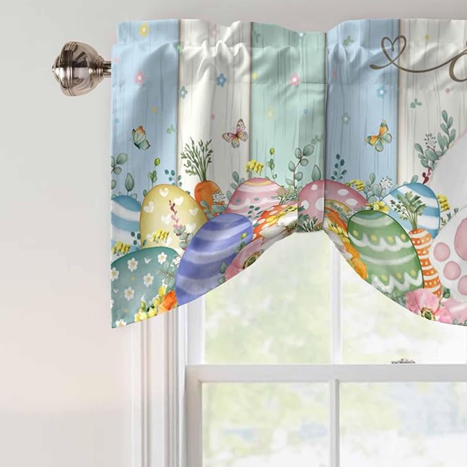 Easter Tie Up Valance Curtains for Windows, Kitchen Curtains Window Shades