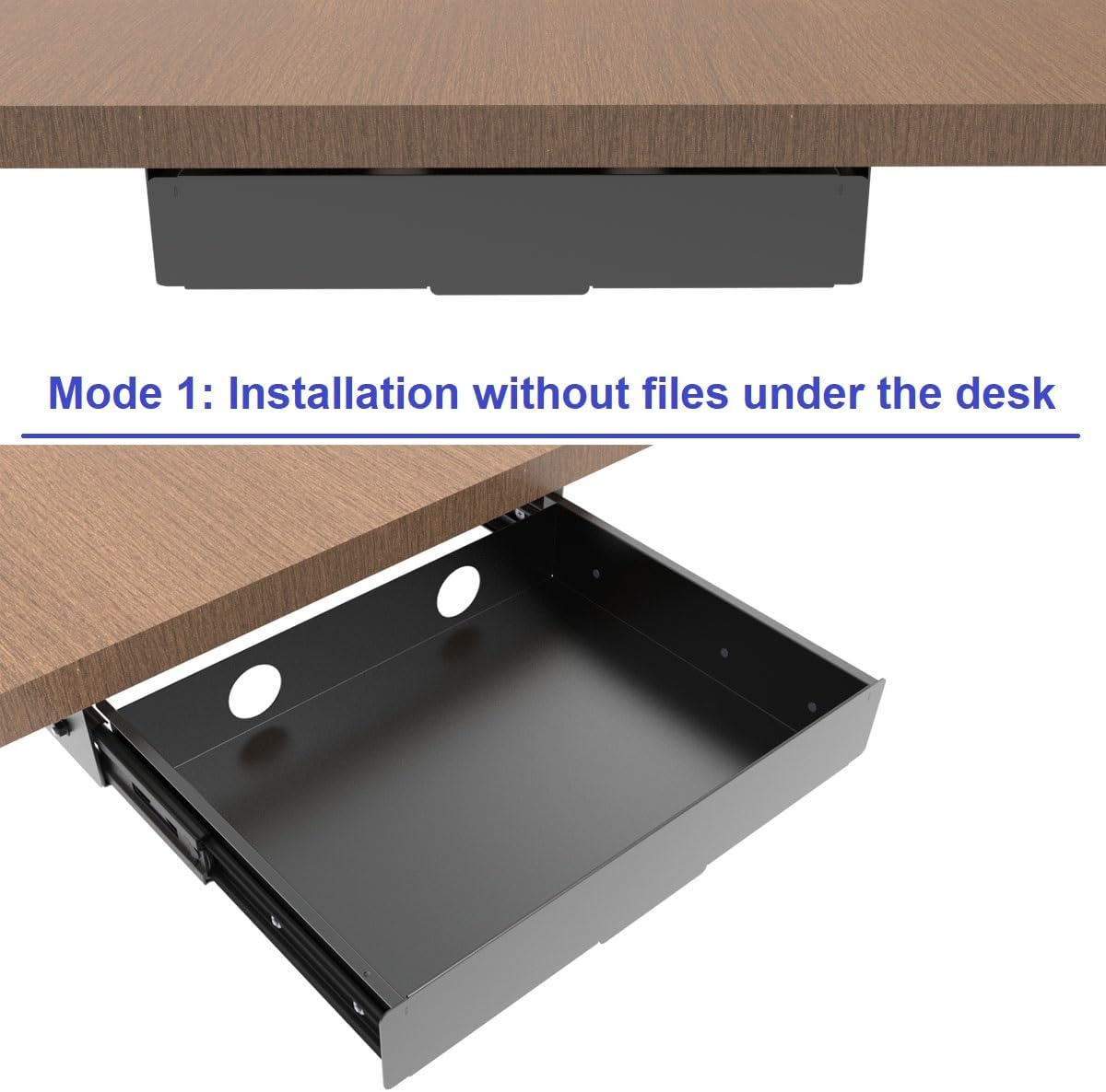 Under Desk Slide out Drawer 13.4" Wide with Cable Management