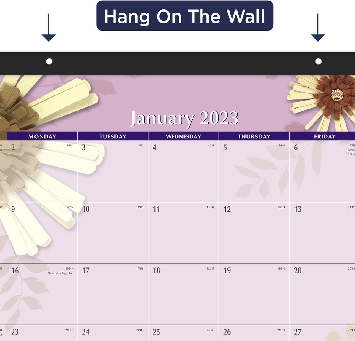 AT-A-GLANCE 2023 Desk Calendar, Desk Pad, 21-3/4" x 17", Standard, Monthly, Paper Flowers (5035)