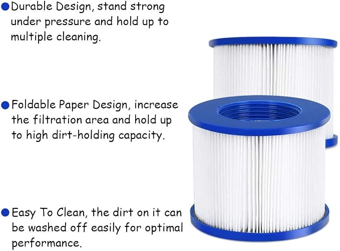 EDOSTORY Hot Tub Filter Replacement Cartridges, Fold White Filter Paper