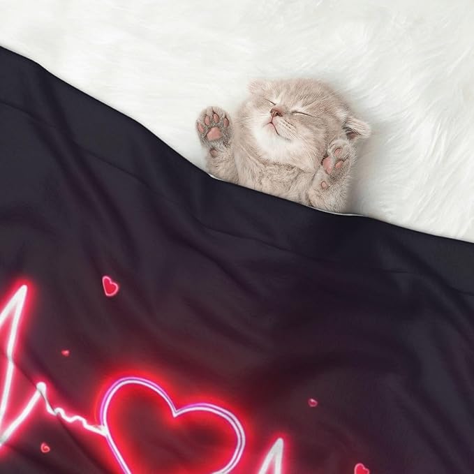 Reversible Pet Blanket for Easy Cleaning Maintenance, Heart Beat Pattern, Double Sided Plush Dot Design Means Double Use Between Washes for Convenience