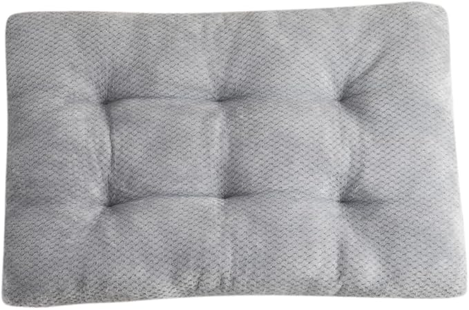 Washable Dog Bed for Large Breeds, Extra Cushioned Crate Mattress with Removable Fluffy Cover, Non-Slip Orthopedic Pet Pad, Machine Washable Kennel Mat(Grey,M)