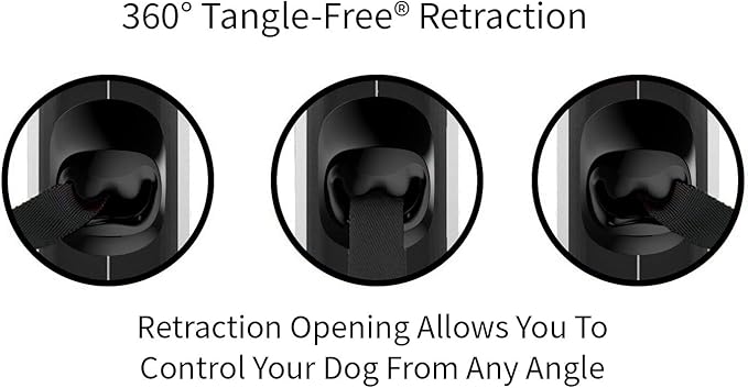 TUG 360° Tangle-Free Retractable Dog Leash with Anti-Slip Handle | 16 ft Strong Nylon Tape | One-Handed Brake, Pause, Lock (Small, Grey)