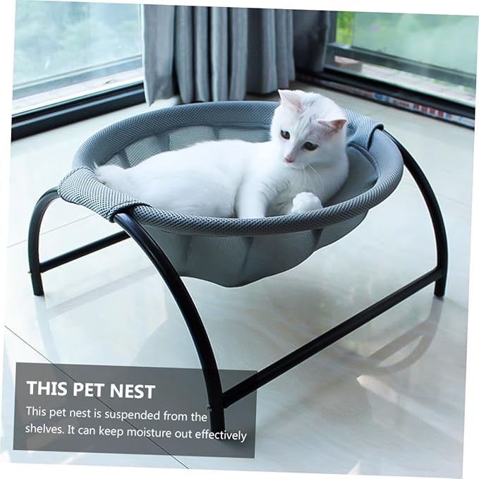 Milisten Elevated Cat Hammock Bed for Dogs and Cats Breathable and Comfortable Design for Indoor Use Easy to Install Stylish Frame Pet Furniture