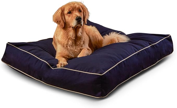 Charlie Rectangle Indoor/Outdoor Pillow Style Dog Bed, Navy, Large (36" x 48")