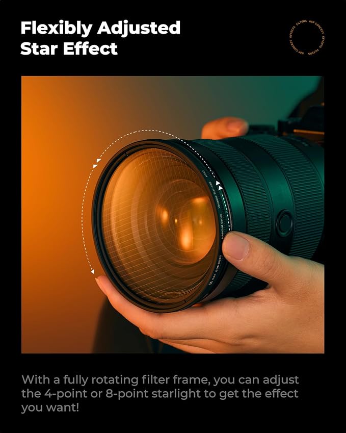 K&F CONCEPT 67mm Variable Star Filter Cross Screen Starburst Filter 4, 8 Points