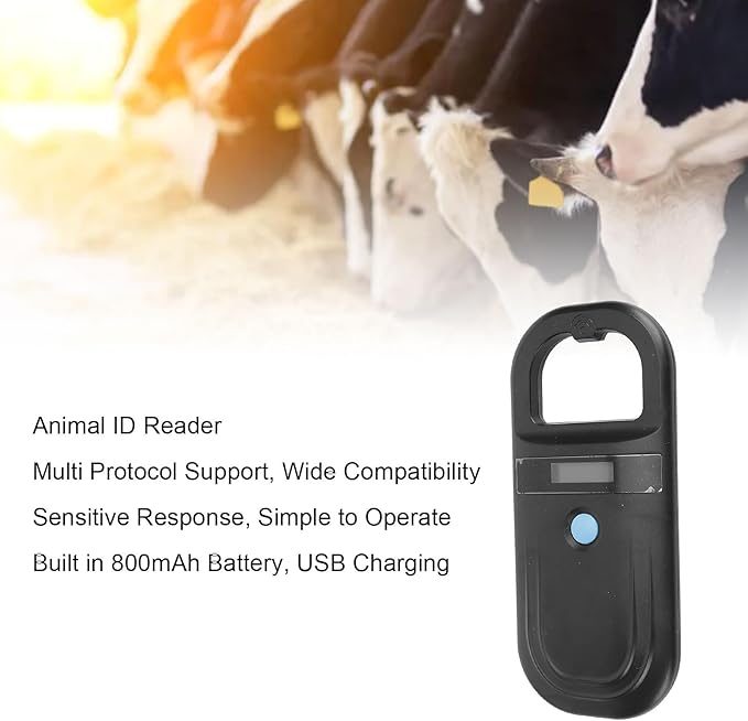 Sorandy Rechargeable EMID FDX B Portable Pet Microchip Scanner, Pet Chip Scanner, OLED Display with 134.2KHz, 128 Sets of Data, Ideal for Animal, Pigs, Dogs, Cats (Black)