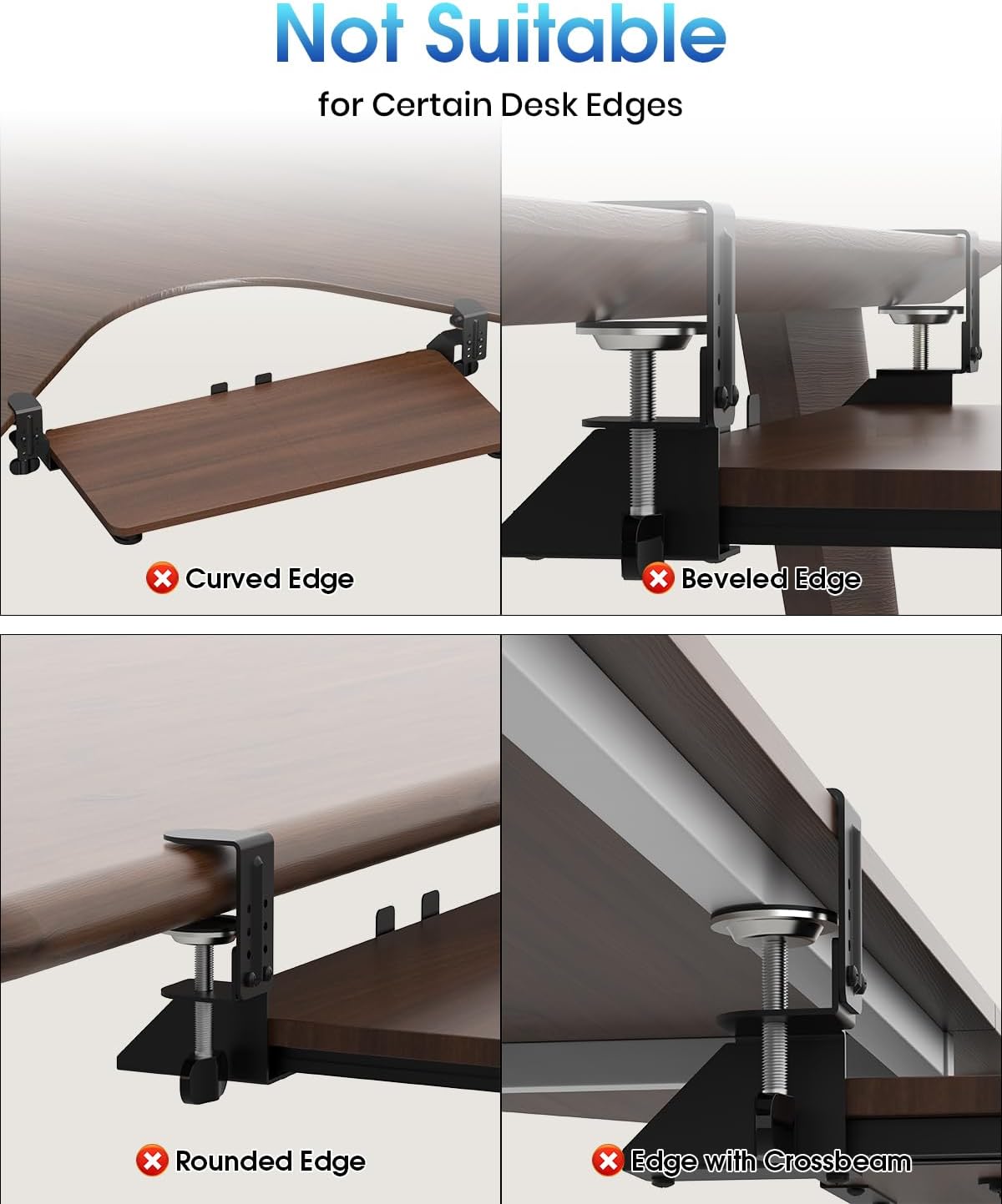 Large Keyboard Tray Under Desk, Pull Out Keyboard & Mouse Tray for Typing