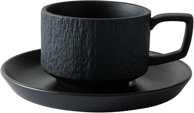 Rock Texture Embossed Ceramic Coffee Set, 6 oz | Tea Set, Cappuccino Espresso