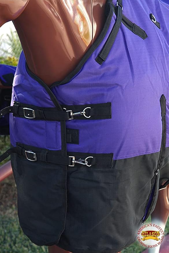 HILASON 1200D Winter Waterproof Poly Horse Turnout Blanket Belly Wrap Purple | 66 in