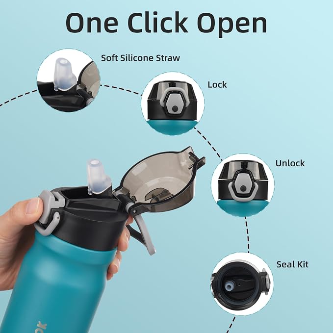 BJPKPK 14 oz Insulated Water Bottle, Stainless Steel Flask | Leak Proof Locking