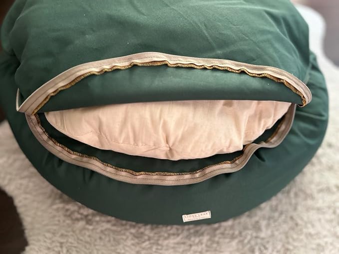 Organic Cotton Canvas Dog Bed: Removable Cover, Natural Fill - Made in USA (Sage Green, Large 35" x 8" inches)