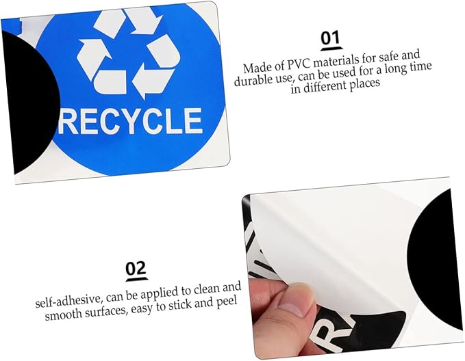 Tofficu 8pcs Hanging Trash Can Stickers Garbage Recycling Decals Material