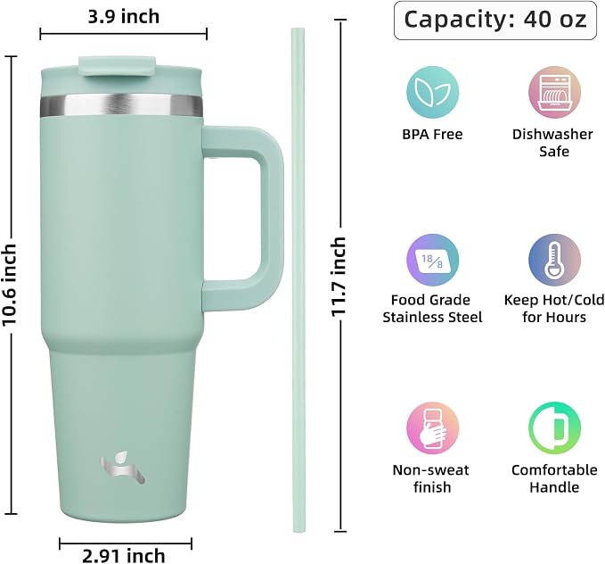 Konokyo 40 oz Insulated Tumbler Water Bottle