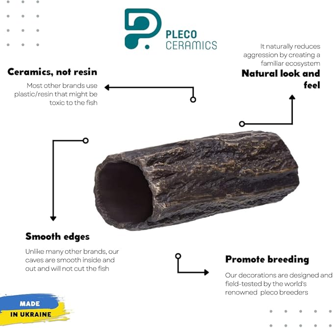 Plecoceramics Large Pleco Cave Breeding Ceramic Decorations Fish Tank Aquarium (1 pcs Large Natural)