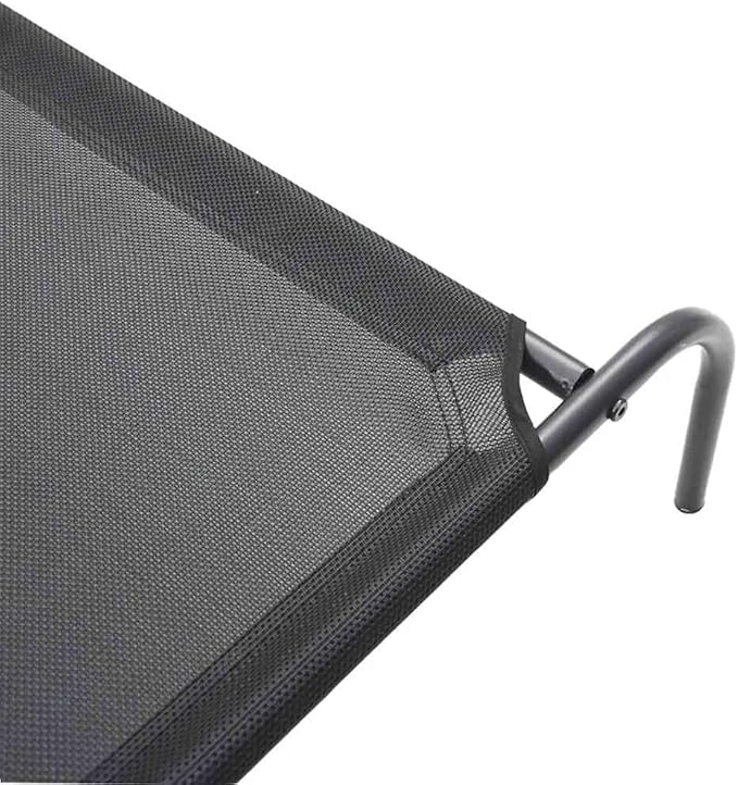 Elevated Dog Bed for Large Breeds, 59 Inch Raised Pet Cot with Breathable Textilene and Heavy-Duty Powder-Coated Steel Frame, Portable Cooling Bed for Outdoor and Indoor Use, Black