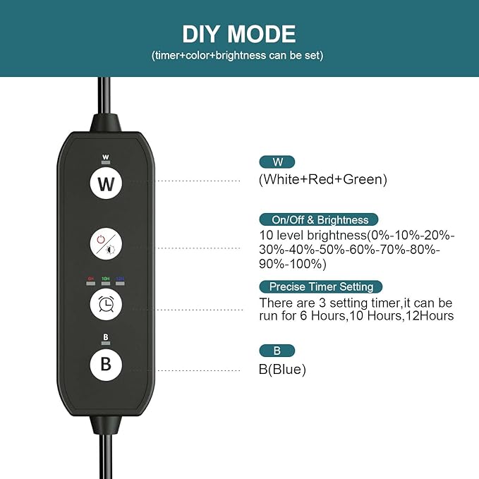 Led Aquarium Light with Timer, Submersible Aquarium Plant Light, Fish Tank Light with Auto On/Off, 3 Lighting Modes, Adjustable Brightness (18.9 in for 20-35inch Planted Tank), 10W