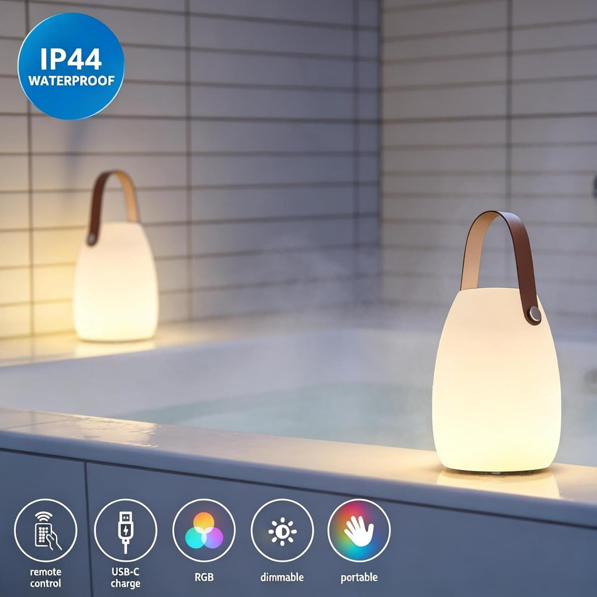 uuffoo 2 Pack Rechargeable Portable Table Lamp with Remote