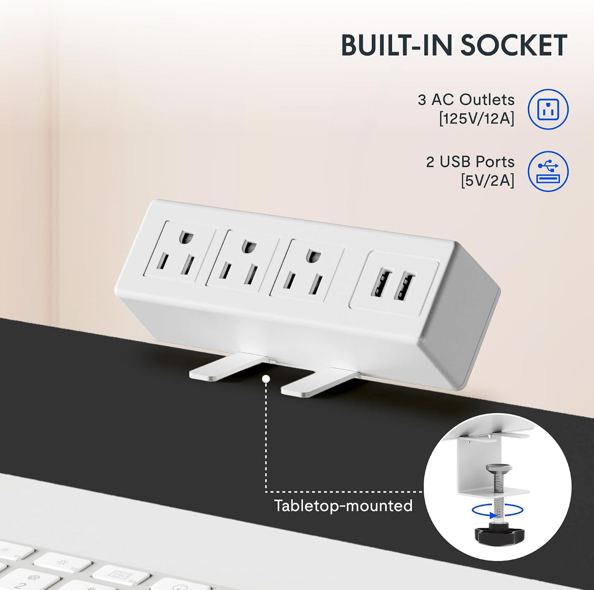 FLEXISPOT EN2 55"x28" Whole-Piece Standing Desk with Power Strip, Mahogany