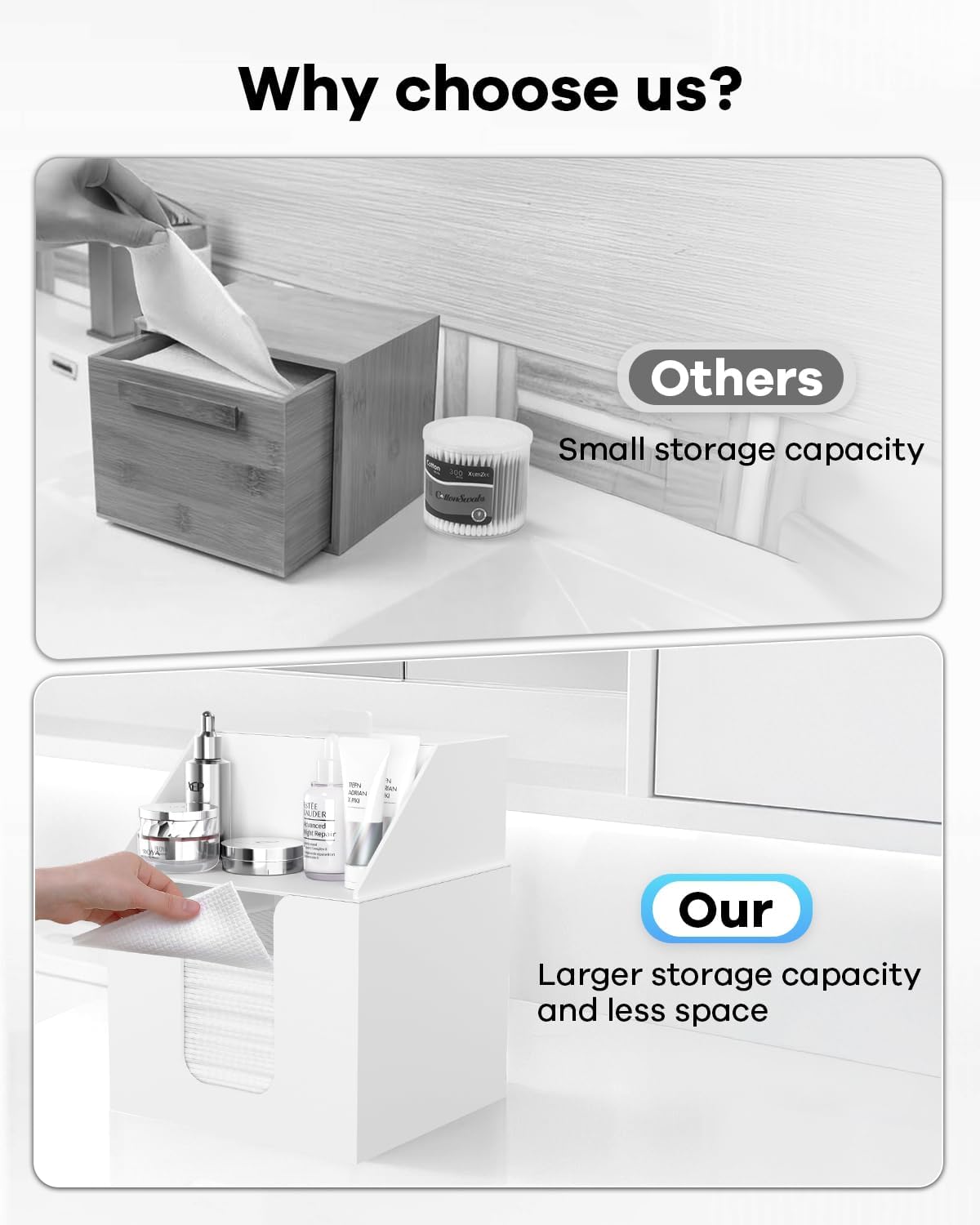 Double Layer Face Towel Holder, Premium Acrylic, Matte White