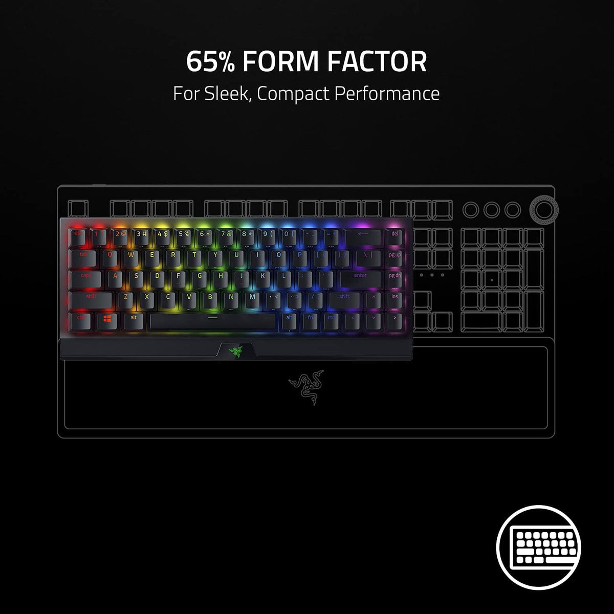 Razer BlackWidow V3 Mini Wireless Mechanical Gaming Keyboard, Yellow Switch