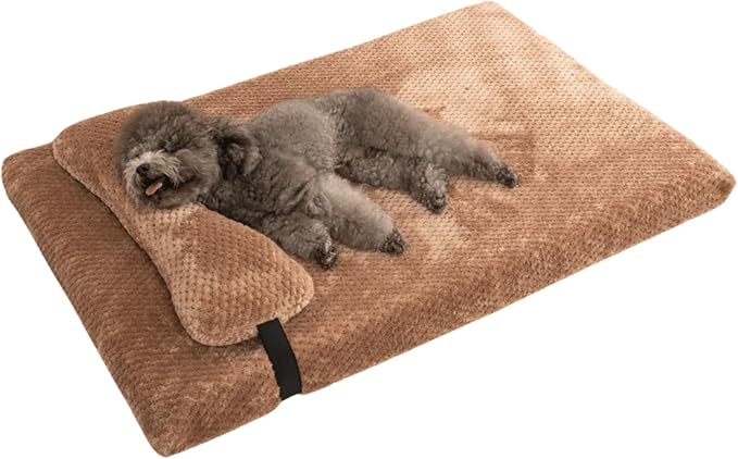 Dog Bed for Small Medium Large Dogs, Dog Mattress with Removable Pillow for Crate Kennel, Sofa Dog Bed, Super Soft Pet Bed for Dogs and Cats, Pet Beds & Furniture (Khaki,Large)