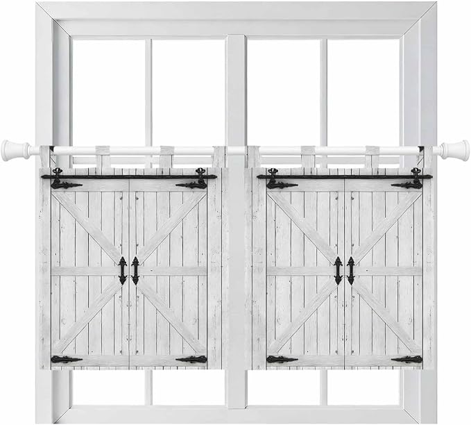 Farmhouse Wood Grain Kitchen Curtains 24 Inch Length, Small Window Curtains Tab