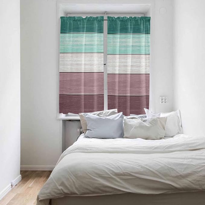 Retro Farm Woodcuts Texture Window Valance Curtains, 2 Panel