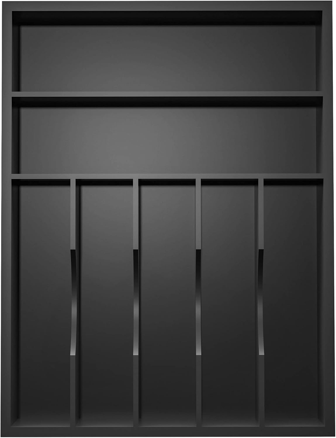 Utensil Organizer Silverware Drawer Organizer - 7 Slots Bamboo Silverware Tray For Kitchen Cutlery Office Supplies Makeup Desk Storage Garage Tool Organization W13”x L17” (Black)