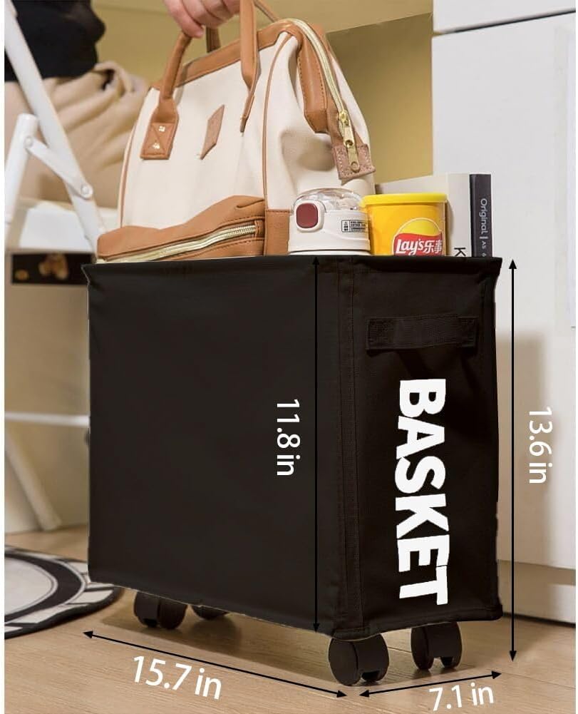 2 Pack Under Desk Utility Cart, 21L Mobile Rolling Cart, Multipurpose Organizer, Storage Basket with Caster Wheels for Home Office School