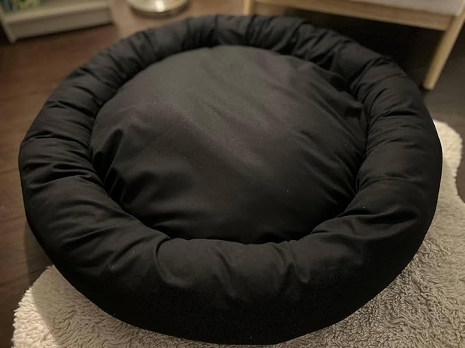 Organic Cotton Canvas Dog Bed: Removable Cover, Natural Fill - Made in USA (Black, X Large 42" x 8" inches)
