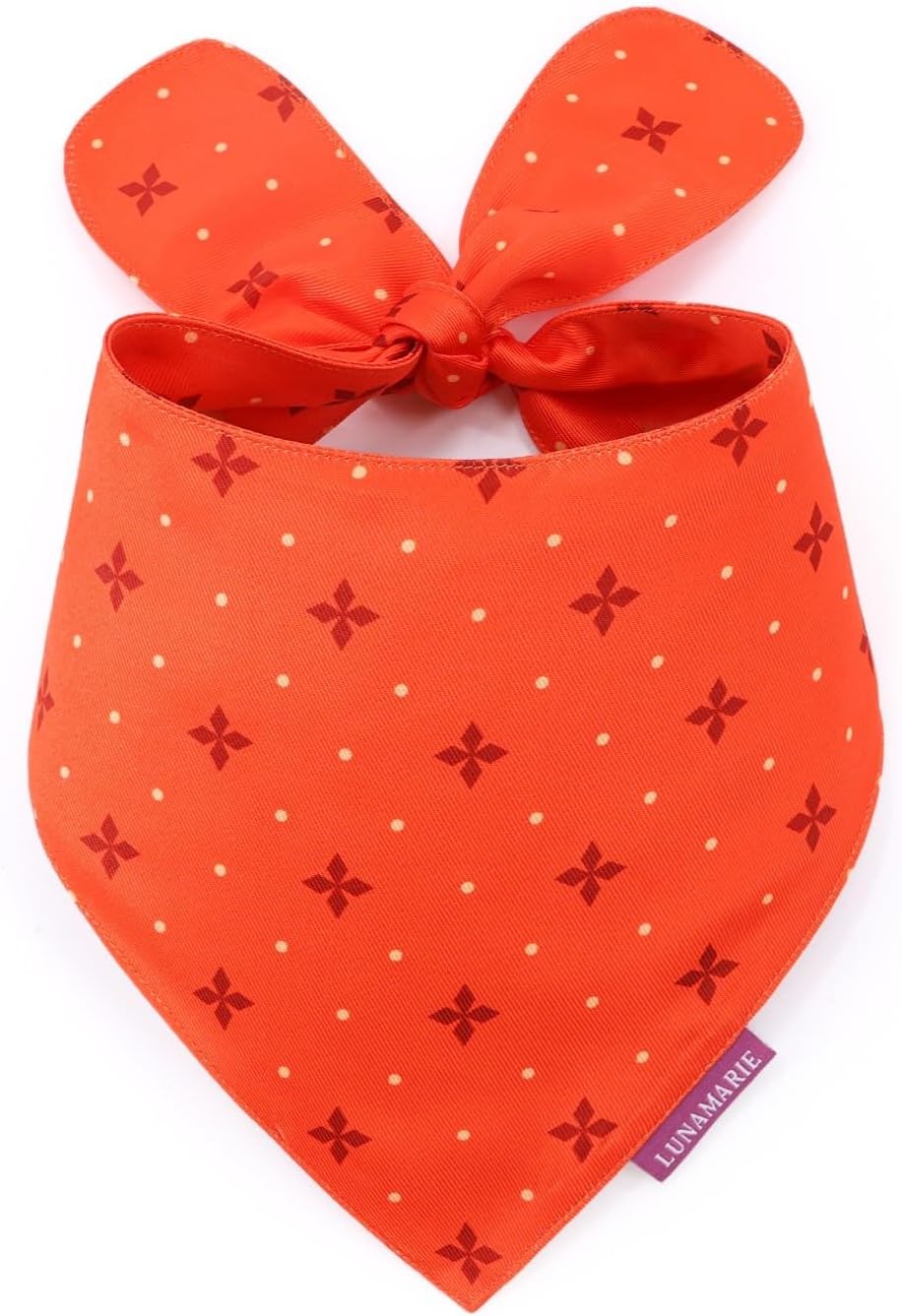 LunaMarie - Luxury Pet Birthday Bandanas -Premium & Silky Poly Fabric | 100% Handmade | Custom Shape Dual Layered (Ember, Large)