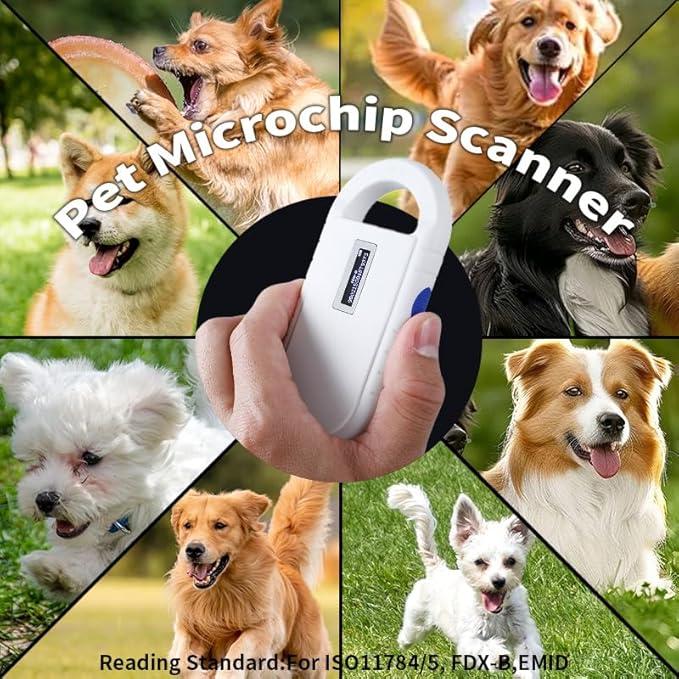Pet Microchip Scanner ISO11784/85/FDX-B/EMID Animal Handheld Reader,134.2kHz Pet ID Scanner Rechargeable Animal Chip Registration, for Dog/Cat/Pig/Animal (Pure White) with Storage Memory